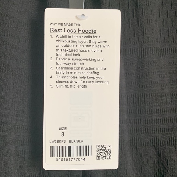 LULULEMON Black Rest Less Hoodie Size 8 - Picture 7 of 11
